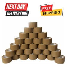 Image of 24 ROLLS OF BROWN BUFF PARCEL PACKING TAPE PACKAGING CARTON SEALING 48MM X 66M