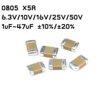 Image of 0805 X5R SMD/SMT 6.3V/10V/16V/25V/50V 1uF~47uF ±10%/±20% Ceramic Capacitors
