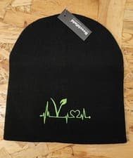 Image of VEGAN heart trace custom embroidered knitted plain uncuffed beanie hat