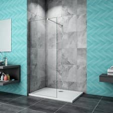 Image of Wet Room Walk In Enclosure Shower Screen With Flipper 8mm NANO Easy Clean Glass