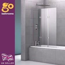 Image of Jude Frameless Triple Bath Shower Screen 6mm Easy Clean Clear Safety Glass 120cm