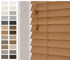 Image of NewEdgeBlinds Real Wood String Venetian Blinds Smooth Slats 50mm Made To Measure