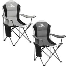 Image of Folding Camping Chair High Back Padded with Cup Holder Side Pocket Portable