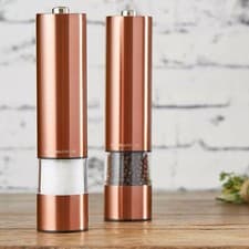 Image of Salt and Pepper Mill Set Large Stainless Steel Electronic in Copper