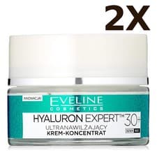 Image of 2X Eveline Hyaluron Expert Day and Night Anti-wrinkle Cream 30+ 50ml