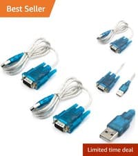 Image of Efficient 2pcs USB to RS232 Serial Adapter Cables - Supports High Data Rates