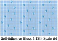 Image of Dolls House Wallpaper Stick-on Self-Adhesive Gloss Blue Rose Tiles Landscape