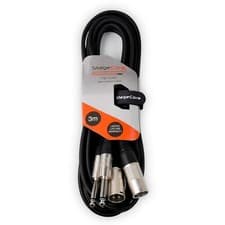 Image of 3m 2x Male XLR to 2x 6.35mm 1/4" Mono Jack unBalanced Twin Lead / Patch Cable