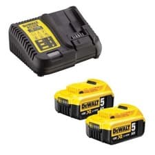 Image of DeWalt 5Ah 18V XR Li-Ion Batteries Pack and Charger DCB184X2/DCB115