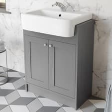 Image of Grey Traditional Freestanding Vanity Unit with Basin 620mm Traditional Bathroom