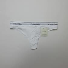 Image of Calvin Klein Womens Thong Panties L White Stitch-Free Infinity Bond Band NWT