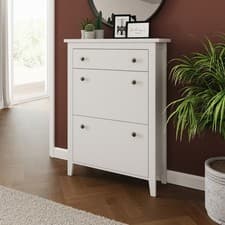 Image of Deluxe Two Tier Shoe Cabinet Hallway Shoe Organiser Storage 1 Drawer White
