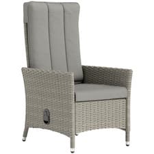 Image of Garden Recliner Chair Patio Armchair Rattan Adjustable Backrest Cushion 