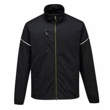 Image of Portwest PW3 Lightweight Wind & Water Resist Flex Shell Jacket Black All Sizes