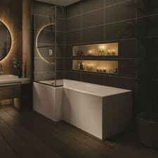 Image of Trojan Solarna L-Shaped Shower Bath & Screen 1700mm x 850mm LH