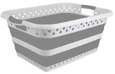 Image of Collapsible Folding Laundry washing Basket storage Space Saving Cloth Bin Bucket