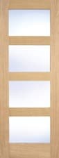 Image of Internal Oak Contemporary 4L Shaker Frosted Glazed Door