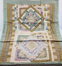 Image of Quilter's Guild Pillow Shams (2) Std. Size Mosaic Tiles Handcrafted NOS Vintage