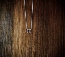 Image of Personalised Initial K Pendant On 16/18 Sterling Silver Necklace