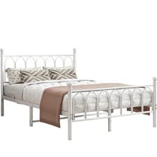 Image of BOFENG Double Bed Frame with Headboard and Footboard Metal White