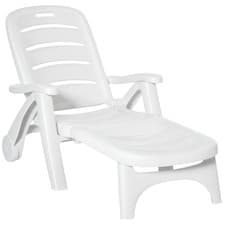Image of Outsunny Patio Folding Lounge Chair Recliner with Wheels & 5-Position Backrest