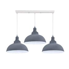 Image of Industrial 3 Way Pendant Light Hanging Metal Ceiling Lampshade E27 Fittings