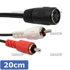 Image of 5 Pin Female to Twin RCA Phono Plugs Short 20cm Audio Cable Adapter