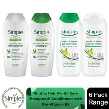 Image of Simple Kind to Hair Gentle Care Shampoo with Vitamin B5 200ml/400ml - 6 Pack