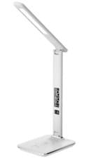 Image of Ares LED Desk Lamp with Wireless Charger & Clock, White - GROOV-E
