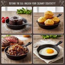 Image of Hiceeden Pack of 4 Mini Cast Iron Frying Pans 10 Cm Small Frying Pans with Do...