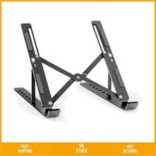 Image of Ergonomic Foldable Aluminum Laptop Desktop Stand Adjustable 7 Heights Grey 1pc