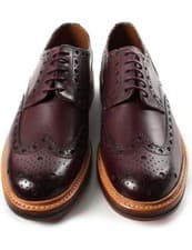 Image of Men's handcrafted genuine brown leather Oxford Brogue Wingtip Derby shoes-UK4-16