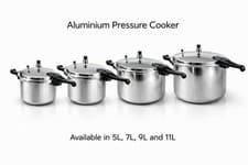 Image of Aluminium Pressure Cooker Heavy Duty 5L 7L 9L 11L 16L Gas Electric All Sizes New