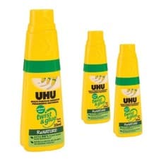 Image of UHU Twist & Glue Universal, Clear, Solvent-Free Multi Purpose Adhesive  3 x 35ml