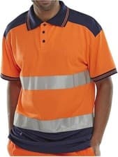 Image of Mens Hi Vis Polo Shirt 2 Tone High Visibility Safety Workwear Breathable