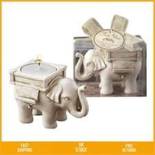 Image of Vivid Elephant Lucky Tea Light Candle Holder Decor Set 2 Pack