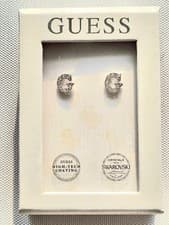 Image of Guess Sparkling G Logo Earrings W/Swarovski Crystals Gift BOX & Cert