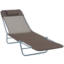 Image of Outsunny Adjustable Sun Bed Garden Lounger Recliner Relaxing Camping Coffee