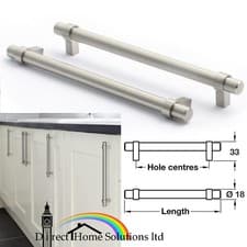 Image of Hafele Pimlico Steel Bar Handle Stainless Steel Effect Kitchen Cabinet Door Knob
