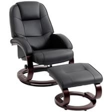 Image of HOMCOM Recliner Chair with Footstool, Swivel Recliner Armchair, Black
