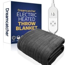 Image of Dreamcatcher Electric Heated Throw Grey Double Soft Fleece Over Blanket Sofas