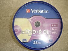 Image of Verbatim 8 x DVD+R DL Printable discs Pack of 25 spindle (sealed)