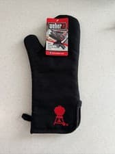 Image of Weber BBQ Mitt 6532 Heat Resistant Cooking Grilling Hand Protection Black Cotton