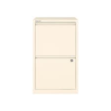 Image of Chalk White 2 Drawer A4 Flush Front Filing Cabinet Lockable Steel Home Office