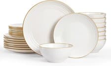 Image of Famiware Jupiter Ceramic Stoneware Dinnerware Set White Service for 8 - 24 Piece