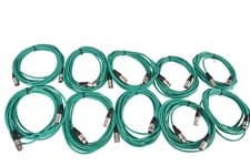 Image of 6m Microphone Cables in Green Balanced XLR to XLR Supplied in Pack of 10
