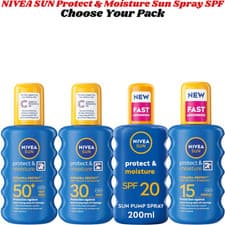 Image of NIVEA SUN Protect &Moisture Spray All Skin Lotion Vitamin E SPF 50,30,20,15 UVA