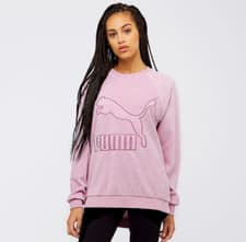 Image of Puma Womens Downtown Structured Crew Sweatshirt Winsome Orchid Size 8 Bnwt