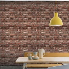 Image of 3D Red Brick Effect Wallpaper Roll Rustic Industrial Feature Wall