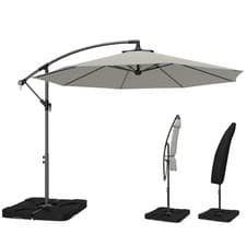 Image of Outsunny 3(m) Banana Parasol Cantilever Umbrella Garden w/ Base Weights
